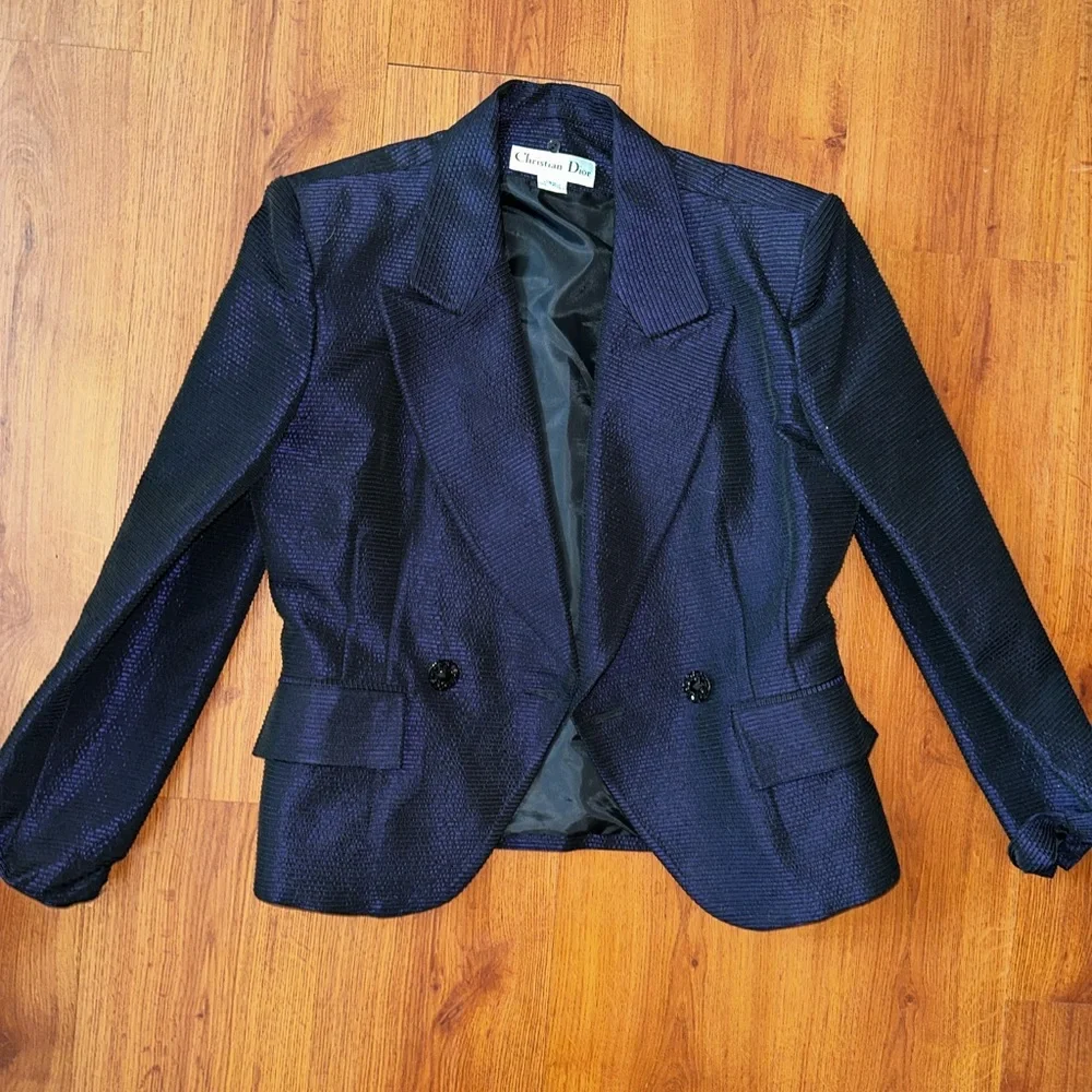 Vintage Christian Dior Iridescent Blue Blazer - Picture 14 of 14